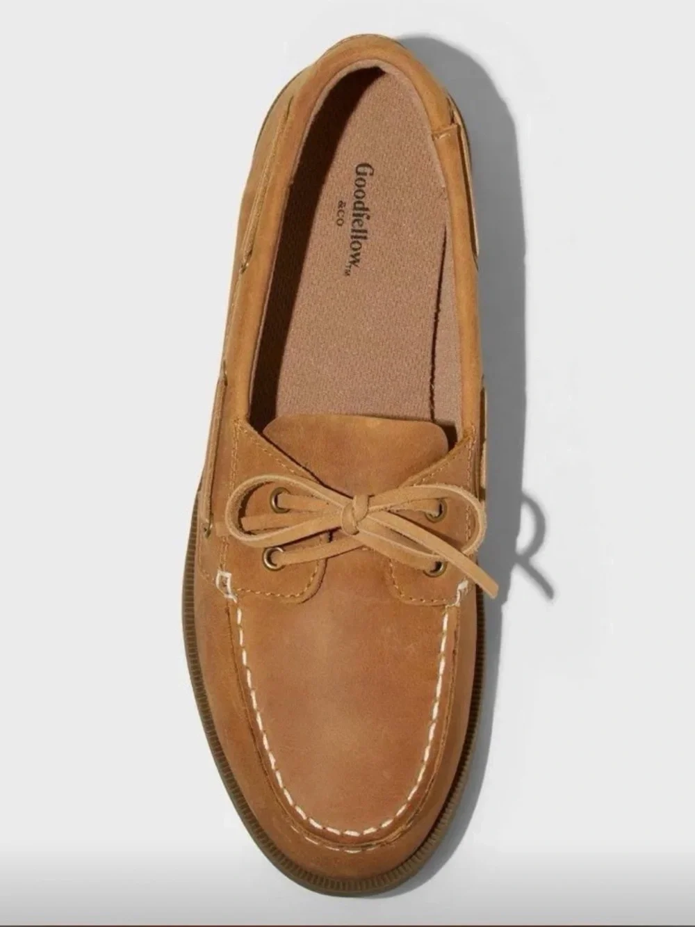 Goodfellow & Co Men's Tan Lace Up Leather Non-Slip Boat Shoes Size 7
